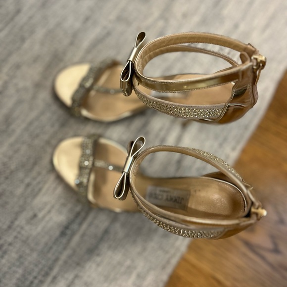 Jimmy Choo formal gold heel with bows & jewels - Picture 4 of 5